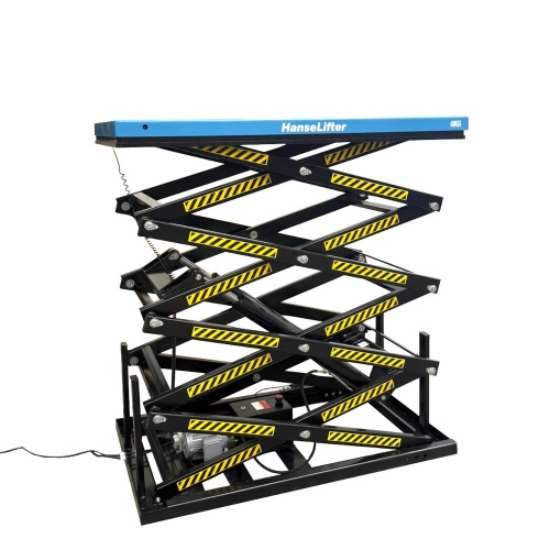 Hanselifter Stationärer Scherenhubtisch mit Vierfachschere in zwei Betriebsspannungen  QRSHT04 bis Hubhöhe 4140mm Tragkraft 400kg