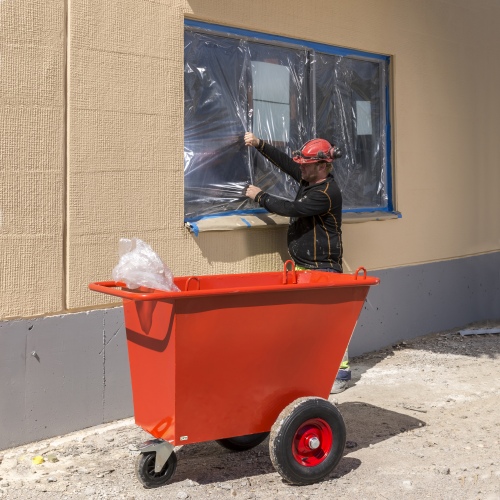 Kongamek Abfallwagen in rot mit 3 Rädern Ø400mm pannensichere Bereifung 1310x720x1000mm 400l Volumen