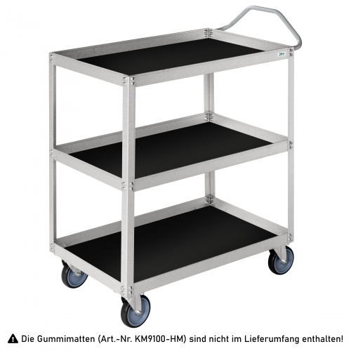 Kongamek Etagenwagen aus Aluzink mit 3 Böden 690x420x850mm in grau mit 150kg Tragkraft