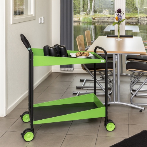 Kongamek Tischwagen "Kongadesign" 690x435mm Ladefläche in grün mit Rand und Bremse