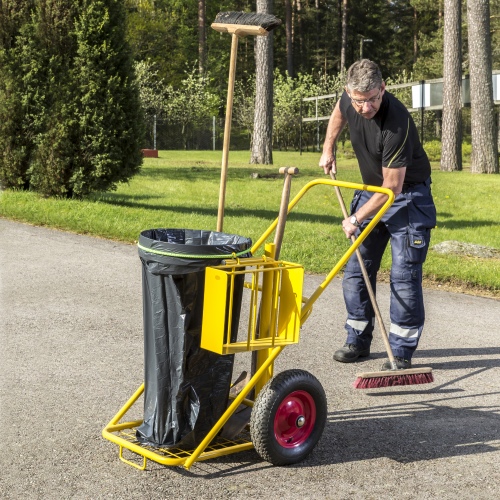 Kongamek Reinigungswagen in gelb 1200x820x1000 mit Luftbereifung Ø400mm