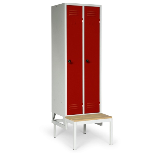 Protaurus Kleiderschrank "Classico" untergebaute Sitzbank 2100mm hoch 2 Abteile je 300mm mit Sicherheitsriegeln