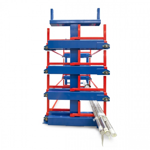 RR Industrietechnik Roll-Aus-Regal einseitg Typ RRA-D45 2x4 Lagerebenen plus Dachablage 2500kg Traglast pro Arm