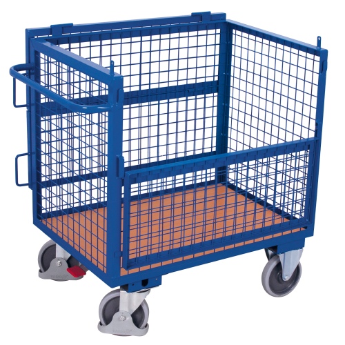 VARIOfit Drahtkastenwagen fest verschweißt mit Deckel und halb abklappbarer Längswand