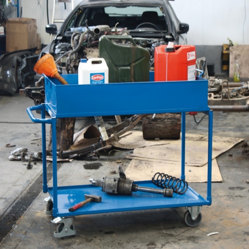 VARIOfit Tischwagen mit abnehmbarer Wanne, Schiebegriff und 2 Ladeflächen 995x595mm