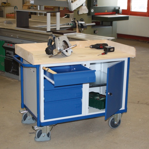 VARIOfit Werkstattwagen mit 4 Schubladen, Schrank und Ladefläche 1125x630mm