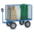 Fetra Handpritschenwagen mit hohen Drahtgitterwänden und Polyurethanbereifung, 1535x895mm Ladefläche 750kg Tragkraft-small