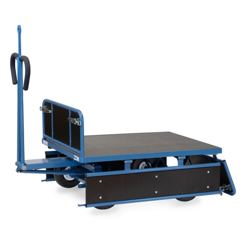 Fetra Handpritschenwagen mit Zugöse, Bordwänden und Polyurethanbereifung, 1140x740mm Ladefläche 450kg Tragkraft
