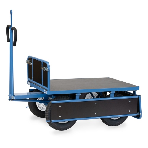 Fetra Handpritschenwagen mit Zugöse, Bordwänden und Polyurethanbereifung, 1140x740mm Ladefläche 750kg Tragkraft