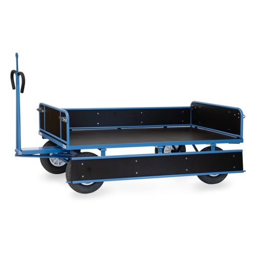Fetra Handpritschenwagen mit Zugöse, Bordwänden und Polyurethanbereifung, 1940x940mm Ladefläche 750kg Tragkraft