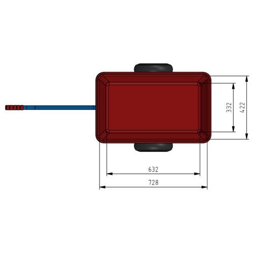 Fetra Handwagen mit roter Kunststoffmulde und Polyurethanbereifung 632x332mm