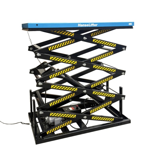 Hanselifter Stationärer Scherenhubtisch mit Vierfachschere in zwei Betriebsspannungen  QRSHT04 bis Hubhöhe 4140mm Tragkraft 400kg