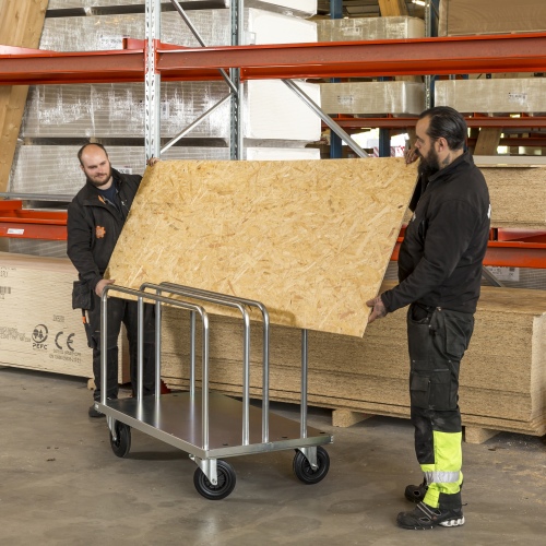 Kongamek Plattenwagen verzinkt 1250x700x945mm mit 2 Ladebügeln mit Bremse