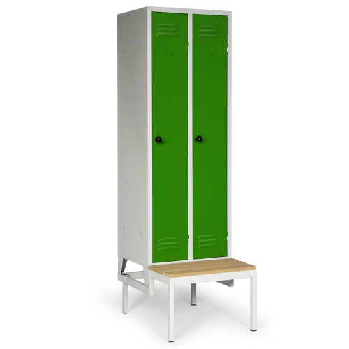 Protaurus Kleiderschrank "Classico" untergebaute Sitzbank 2100mm hoch 2 Abteile je 300mm mit Sicherheitsriegeln