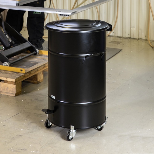 Kongamek Abfallbehälter in schwarz aus Blech mit Fußpedal 70l Volumen