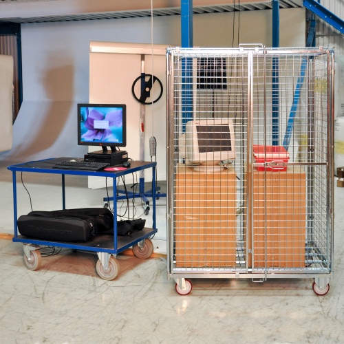 Kongamek Sicherheitscontainer 1200x800x1870mm verzinkt mit Gitterboden, 4 Gitterwänden, Tür ohne Bremse