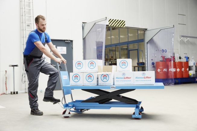 Hanselifter Hubtischwagen SPB500 mit großer Plattform Hubhöhe 900mm Tragkraft 500kg