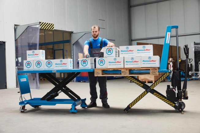 Hanselifter Hubtischwagen SPB500 mit großer Plattform Hubhöhe 900mm Tragkraft 500kg