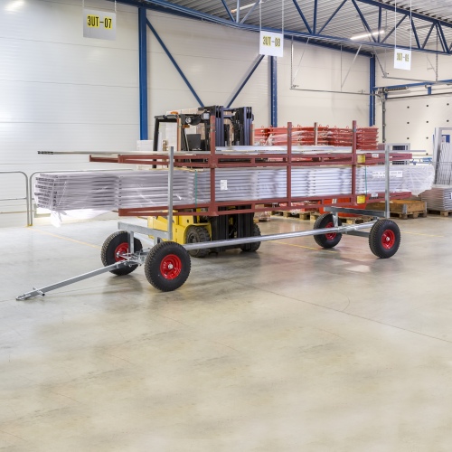 Kongamek Langgutwagen, verzinkt mit 4 Eckpfosten 4000mm lang 3500kg Tragkraft Pannensicher