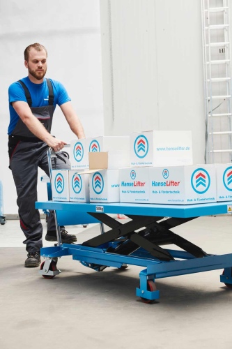 Hanselifter Hubtischwagen SPB500 mit großer Plattform Hubhöhe 900mm Tragkraft 500kg