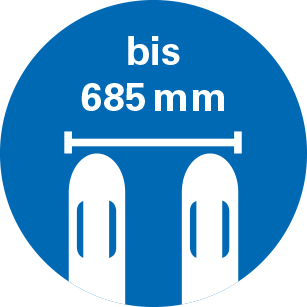 Sondergabelbreite bis 685mm Sondergabelbreite bis 685mm