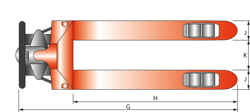 Schefer Gabelhubwagen Premium KH Kühlhaus kizze 02