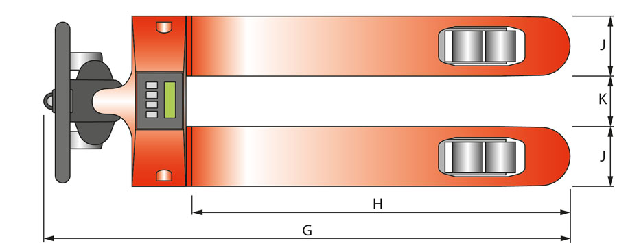 Schefer Mietstapler Gabelhubwagen Primus mit Waage Skizze 02