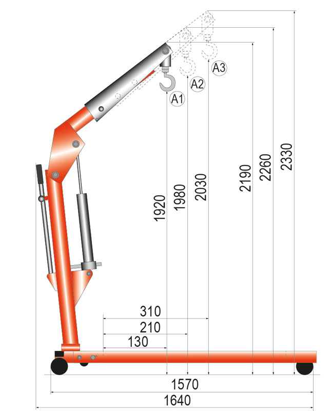 Schefer Mietstapler Werkstattkran WK ECO Professional Gespreizt Zeichnung 03