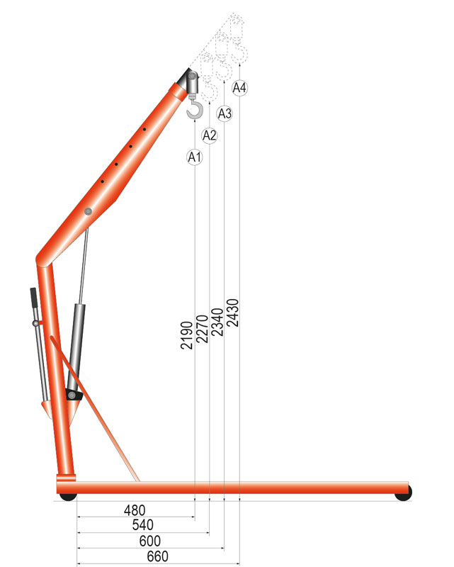 Schefer Mietstapler Werkstattkran WK ECO Professional Parallel Zeichnung 01