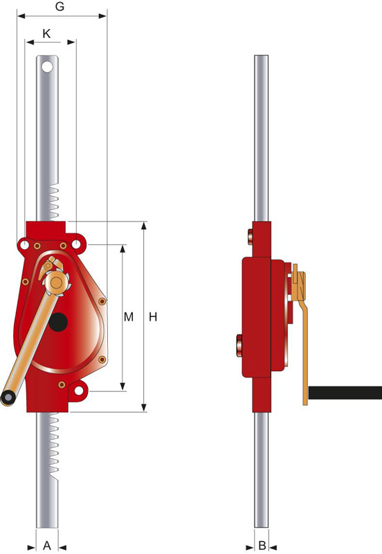 Schefer Zanstangenwandwinde ZWW Premium Skizze 01
